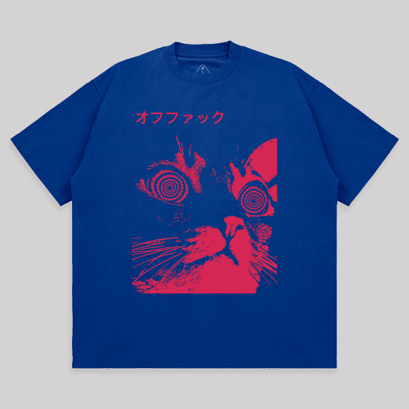 Vaporwave Cool Cat Unisex Oversized T-shirt