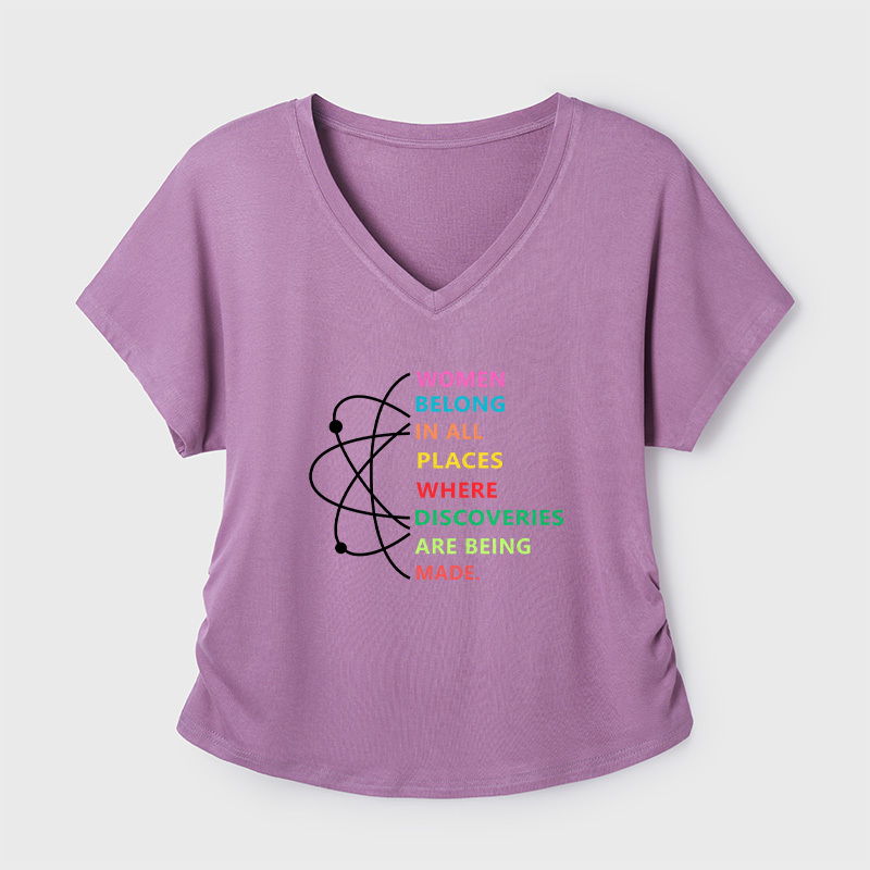 Women Belong In Science Geek Dolman Sleeve V-Neck Shirt