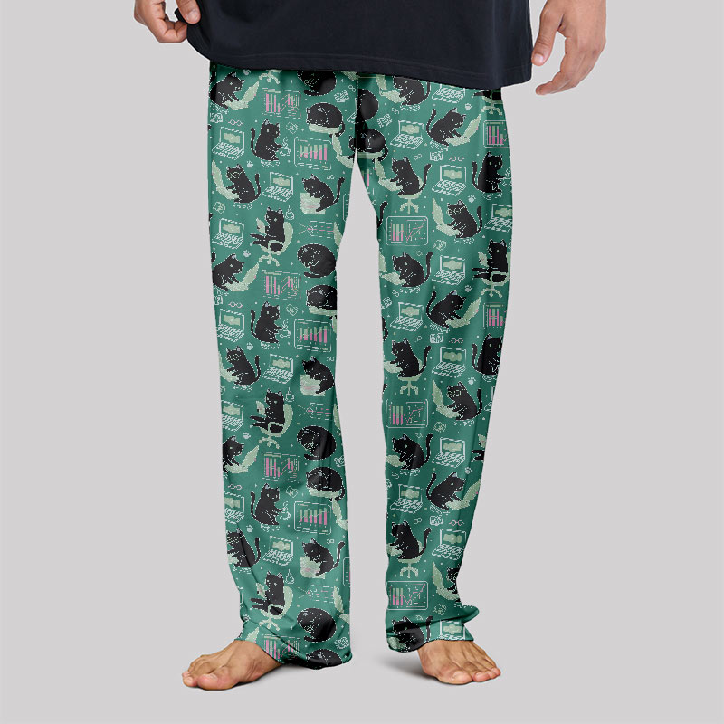 Cat Pattern With Data Print Geek Loungewear Pants