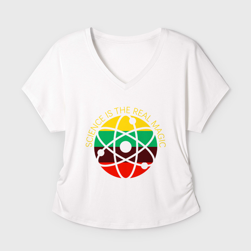 Science Is Real Geek Dolman Sleeve V-Neck Shirt