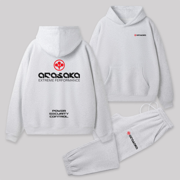 Arasaka Front and Back Printed Geek Fleece Hoodie Set