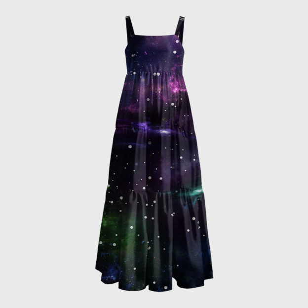 Beautiful Nebula Outer Space Geek Tiered Cami Maxi Dress