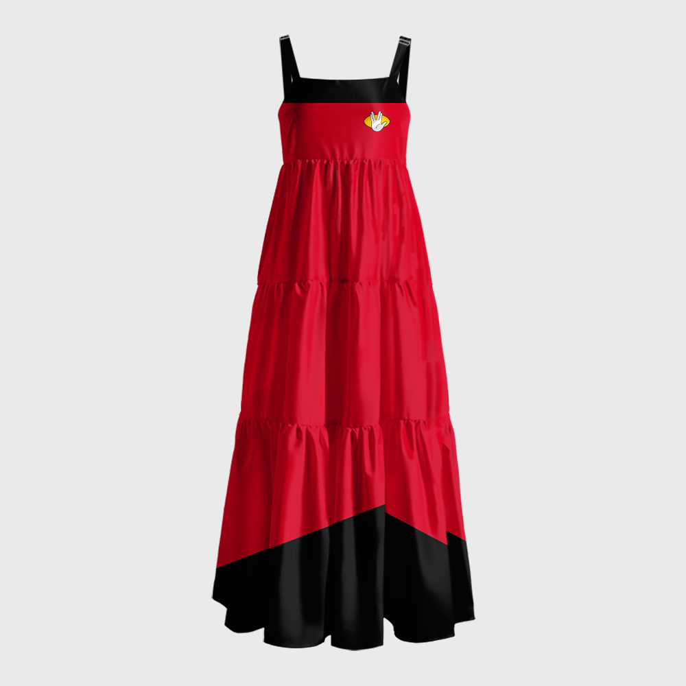 Red Live Long & Prosper Sci-Fi Fleet Geek Tiered Cami Maxi Dress