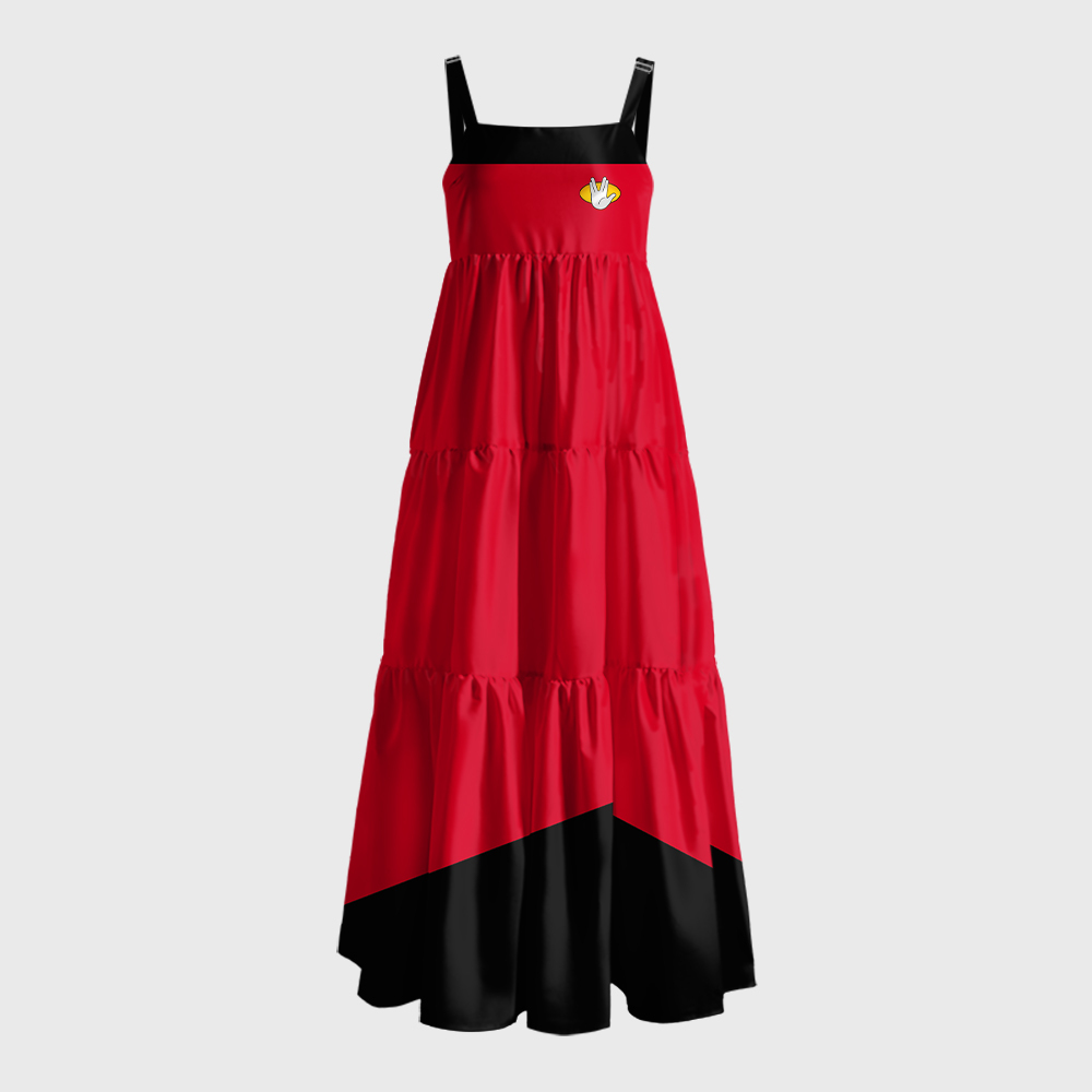 Red Live Long & Prosper Sci-Fi Fleet Geek Tiered Cami Maxi Dress