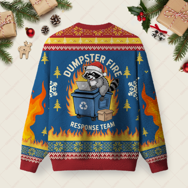 Trash Panda Blue Ugly Christmas Fuzzy Fleece Sweatshirt