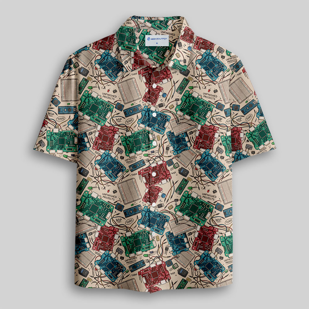 Tech Collage Button Up Pocket Shirt