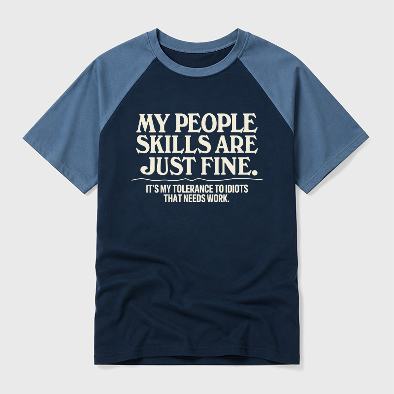 People Skills Fine Edition Geek Retro Raglan T-Shirt