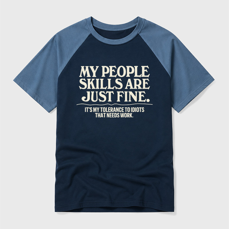 People Skills Fine Edition Geek Retro Raglan T-Shirt