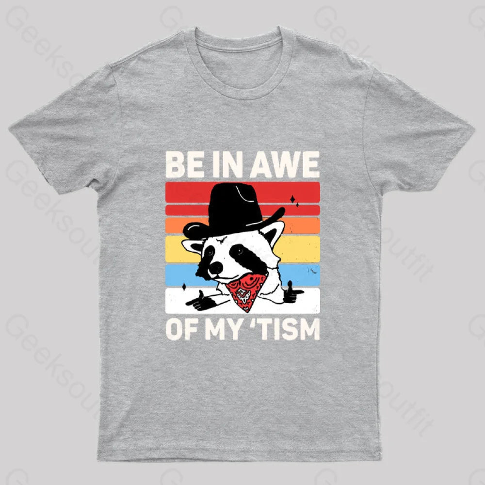 Be In Awe Of My Tism Nerd T-Shirt Grey / S