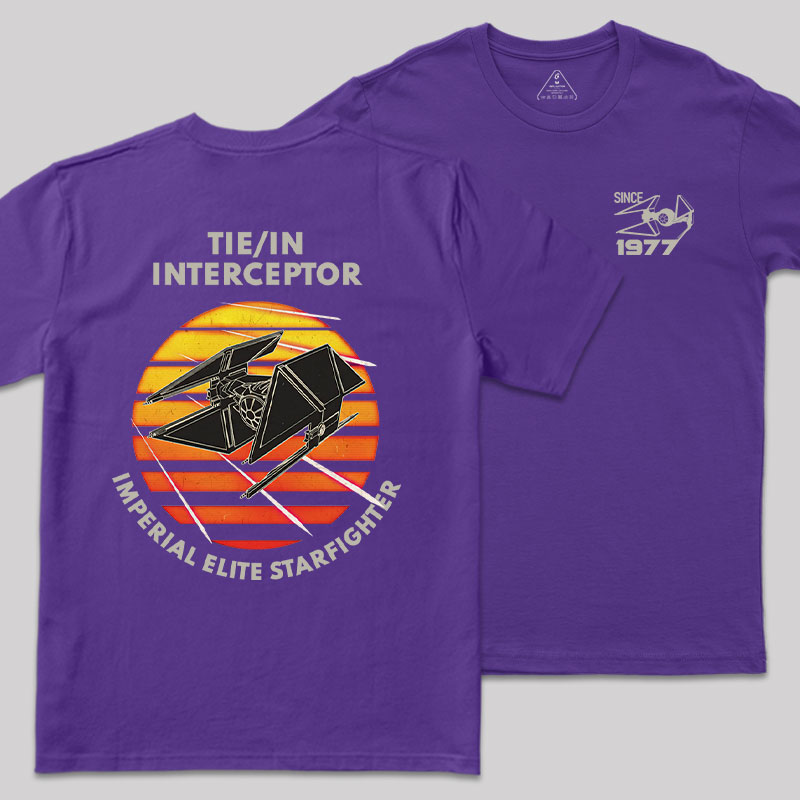 TIE Interceptor Sunset Front and Back Printed Geek T-Shirt