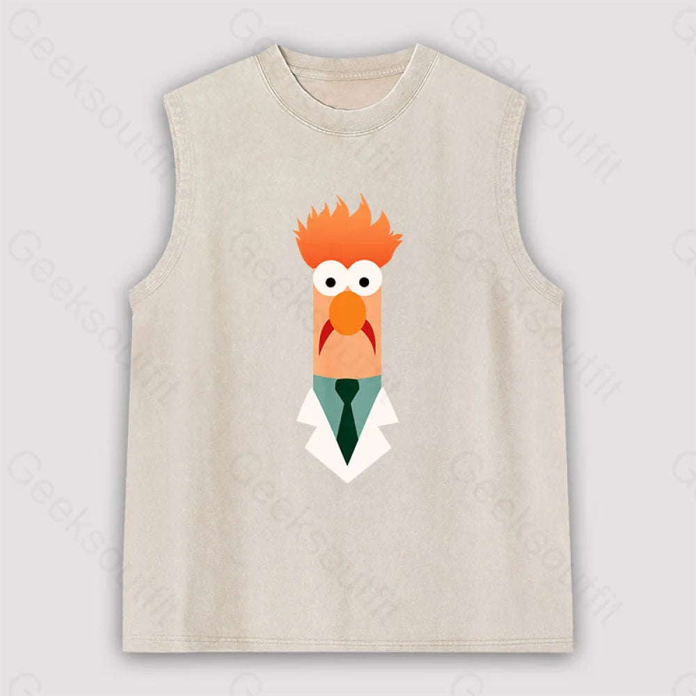 Beaker Funny Unisex Washed Tank Apricot / S