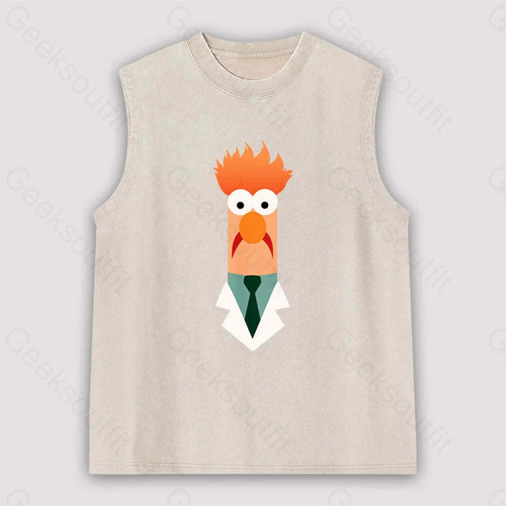 Beaker Funny Unisex Washed Tank Apricot / S