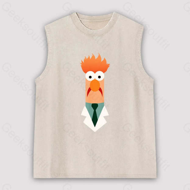 Beaker Funny Unisex Washed Tank Apricot / S