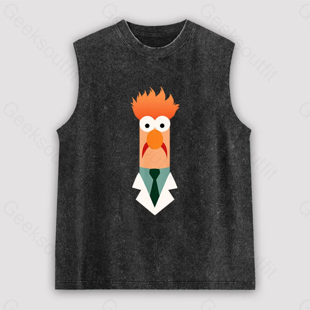 Beaker Funny Unisex Washed Tank Black / S