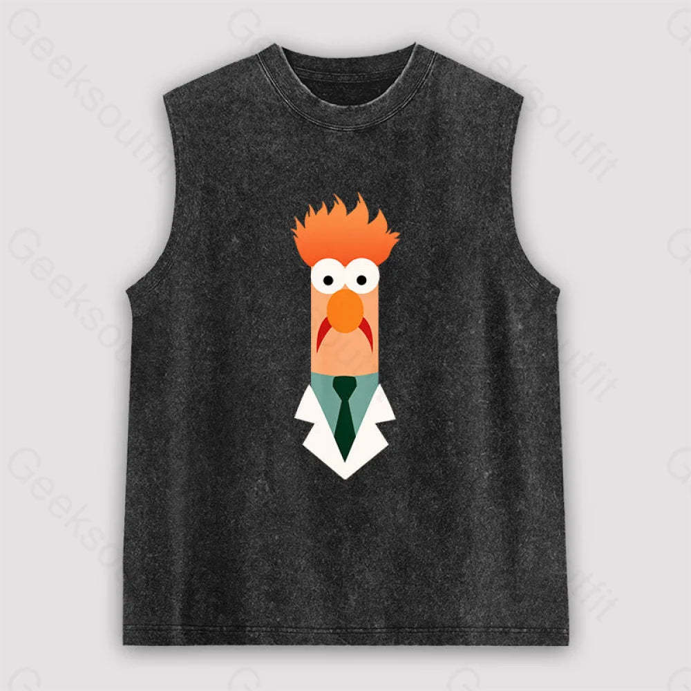 Beaker Funny Unisex Washed Tank Black / S