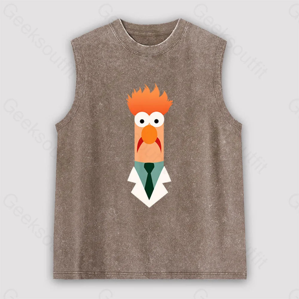 Beaker Funny Unisex Washed Tank Brown / S