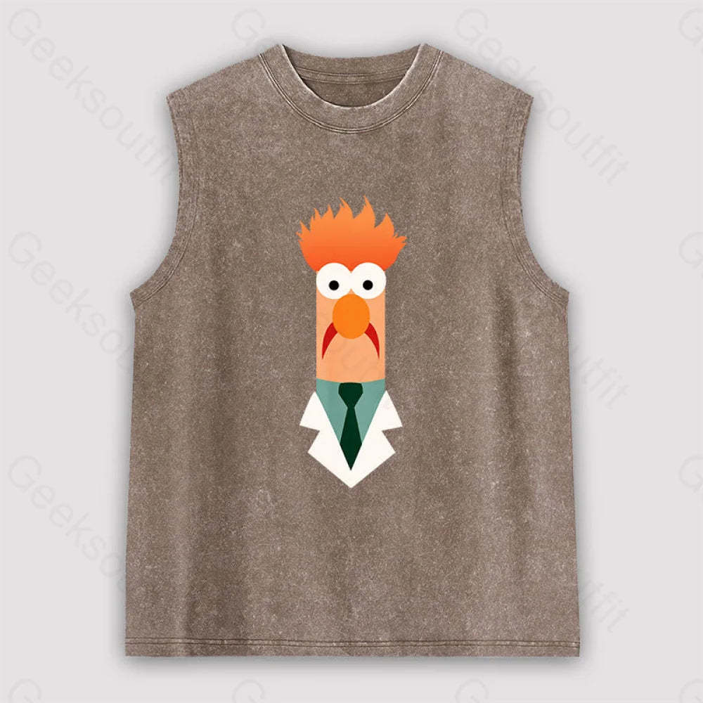 Beaker Funny Unisex Washed Tank Brown / S