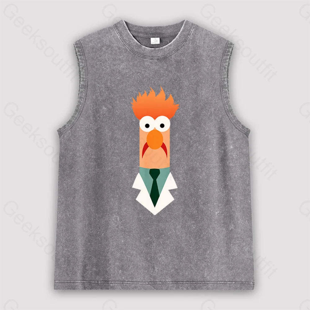 Beaker Funny Unisex Washed Tank Grey / S