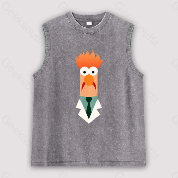 Beaker Funny Unisex Washed Tank Grey / S
