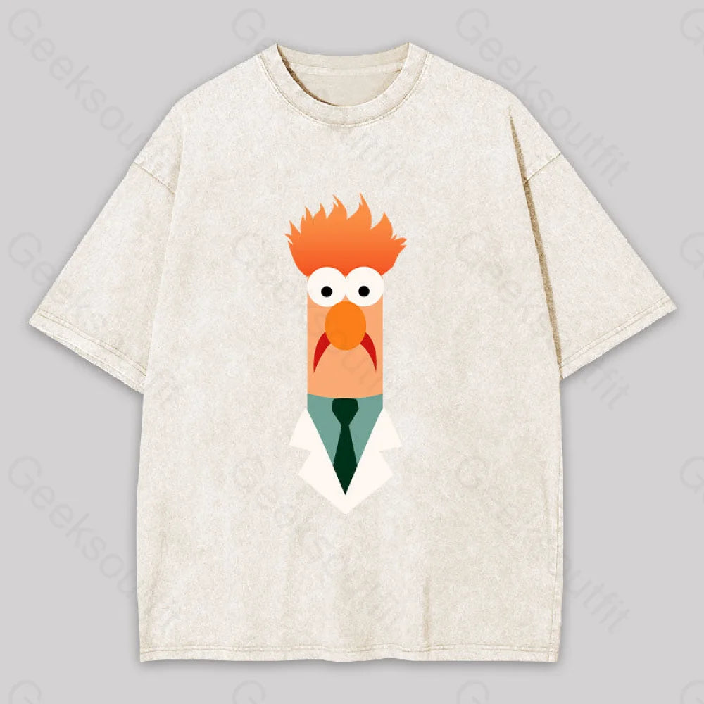 Beaker Funny Washed T-Shirt Apricot / S