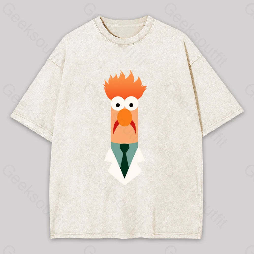 Beaker Funny Washed T-Shirt Apricot / S