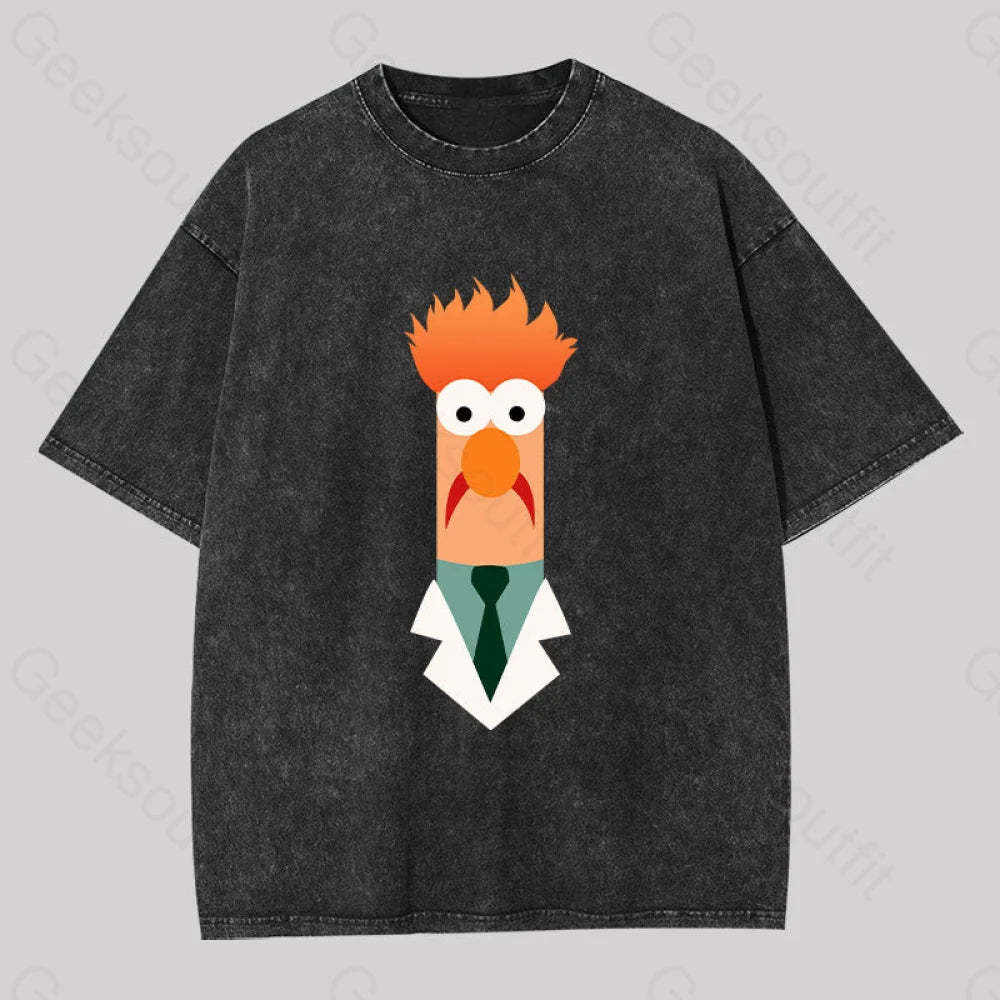 Beaker Funny Washed T-Shirt Black / S