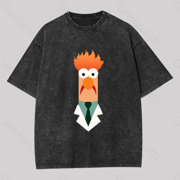 Beaker Funny Washed T-Shirt Black / S