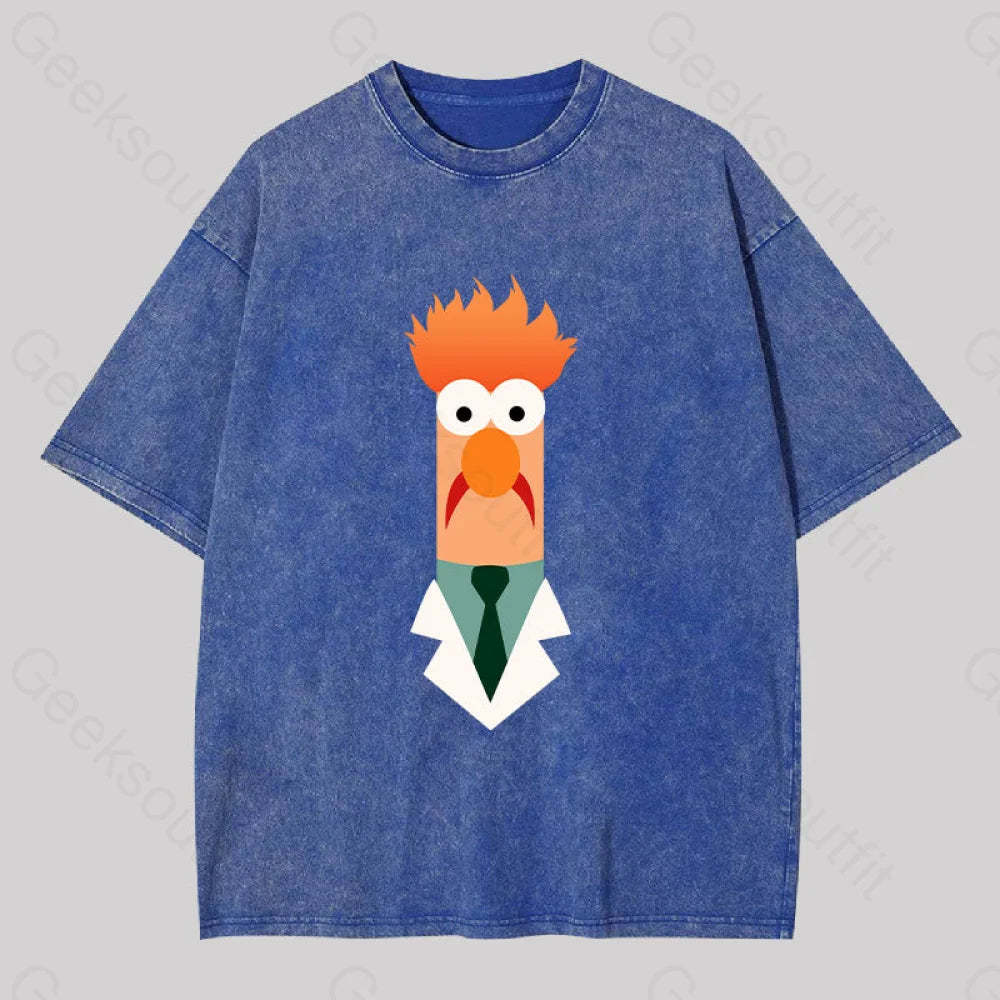 Beaker Funny Washed T-Shirt Blue / S