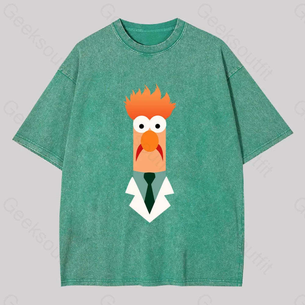 Beaker Funny Washed T-Shirt Grass Green / S