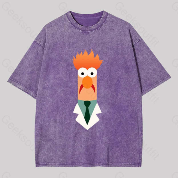 Beaker Funny Washed T-Shirt Purple / S