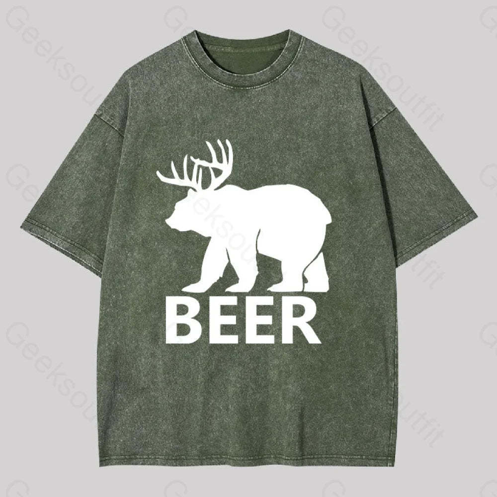 Bear Washed T-Shirt Army Green / S