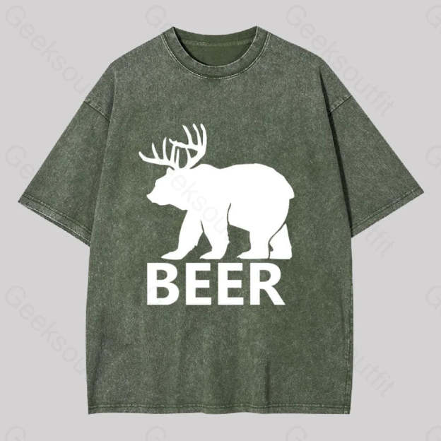 Bear Washed T-Shirt Army Green / S