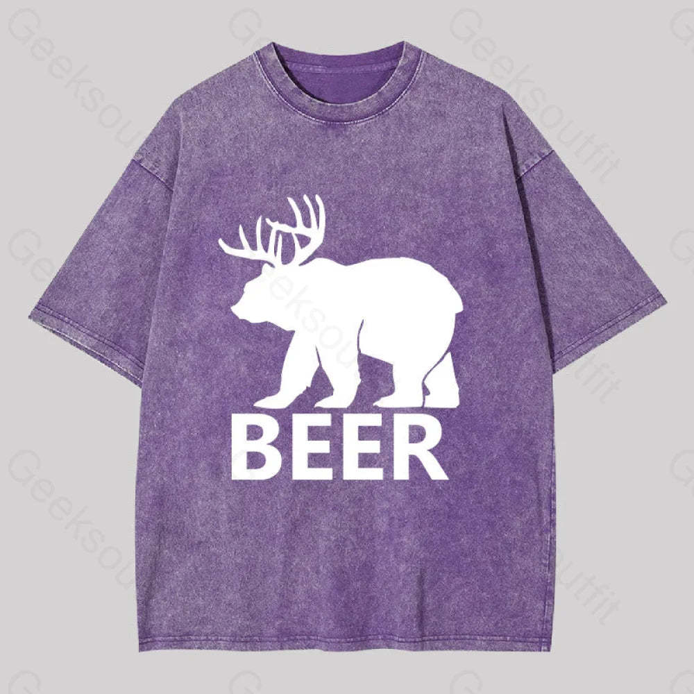 Bear Washed T-Shirt Purple / S
