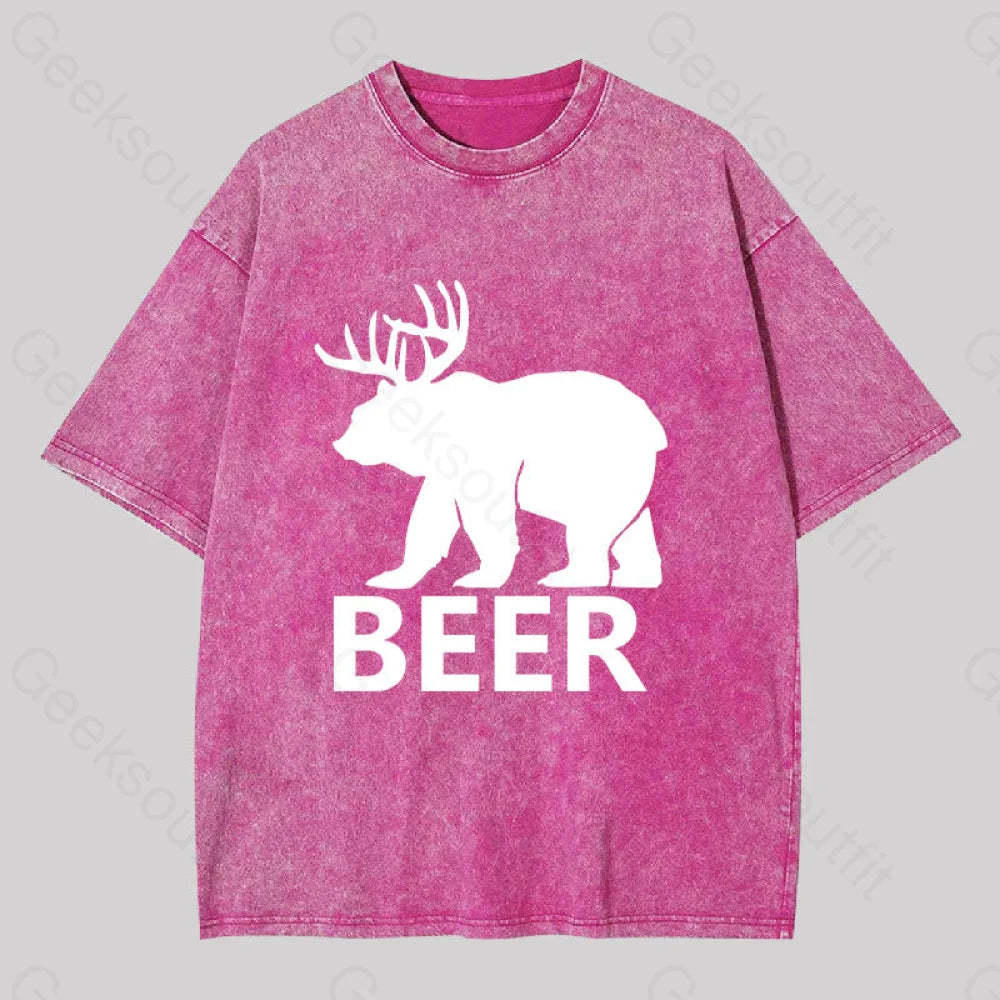 Bear Washed T-Shirt Rose Red / S