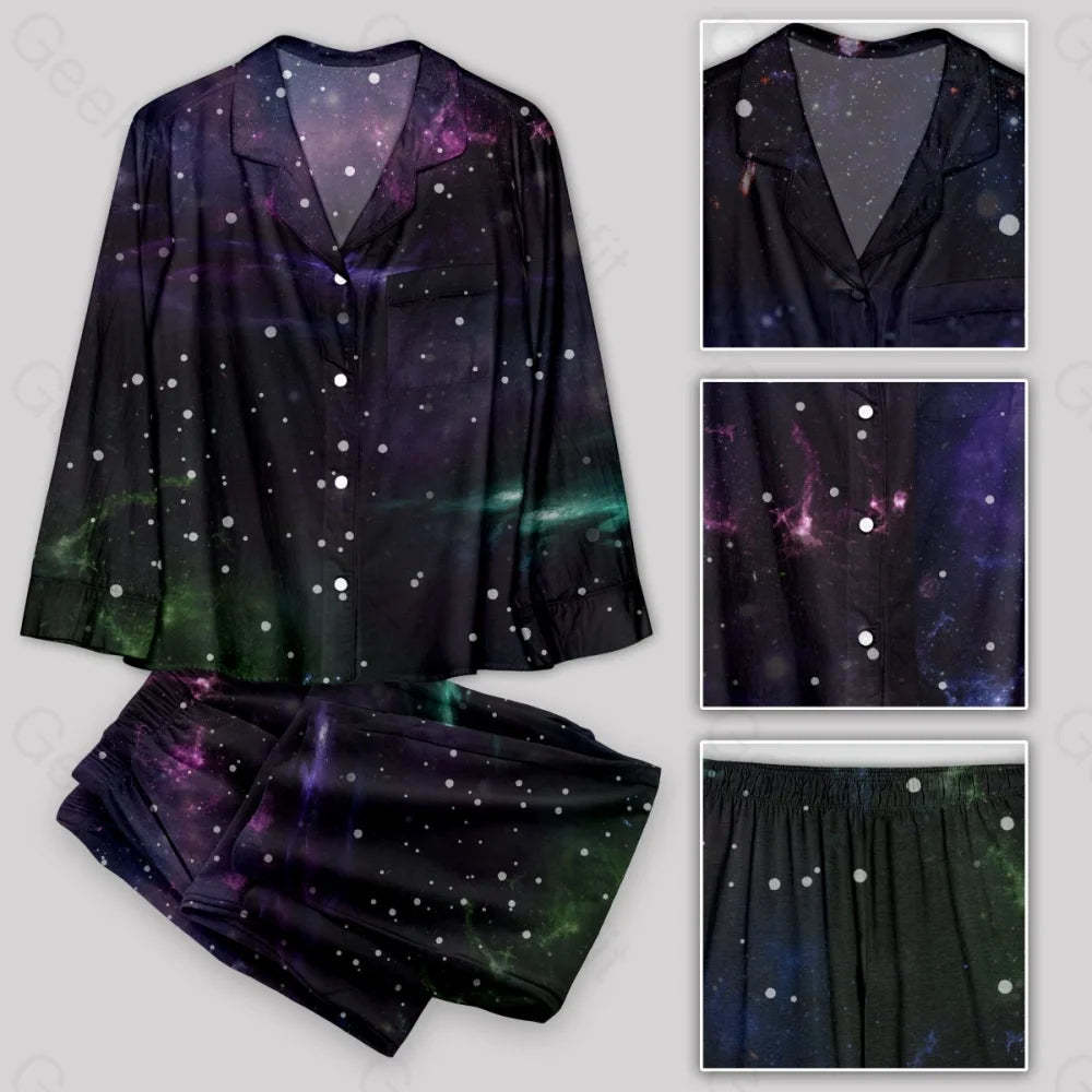 Beautiful Nebula Outer Space Pajamas Set - Geeksoutfit