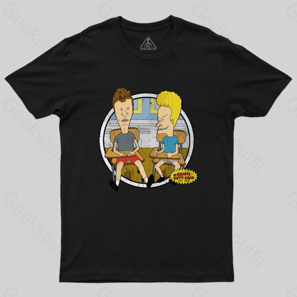 Beavis And Butt Head Classroom Portrait Nerd T-Shirt Black / S