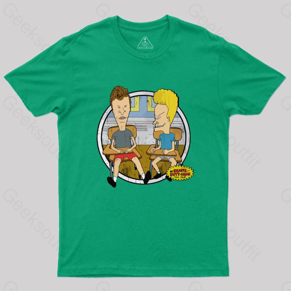 Beavis And Butt Head Classroom Portrait Nerd T-Shirt Green / S
