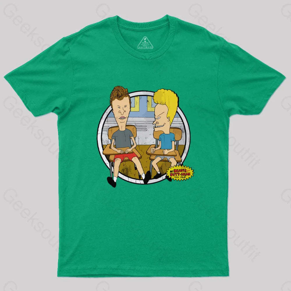 Beavis And Butt Head Classroom Portrait Nerd T-Shirt Green / S