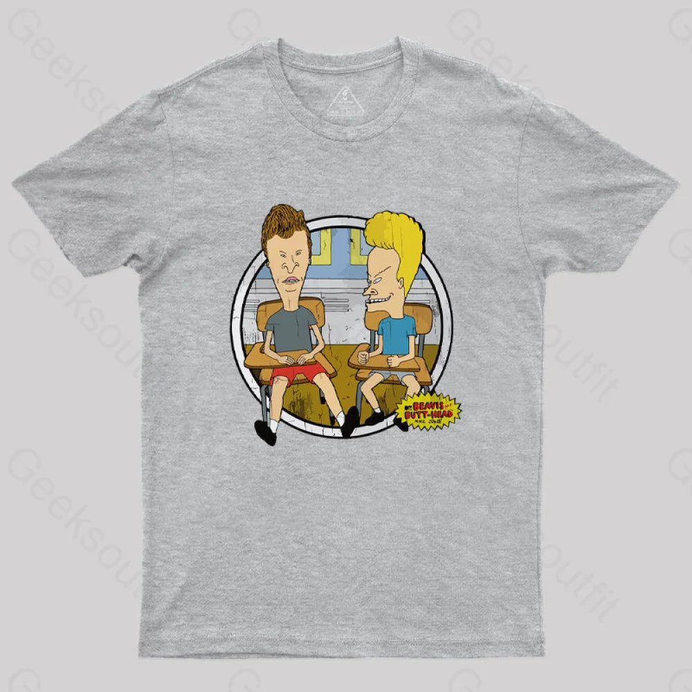 Beavis And Butt Head Classroom Portrait Nerd T-Shirt Grey / S