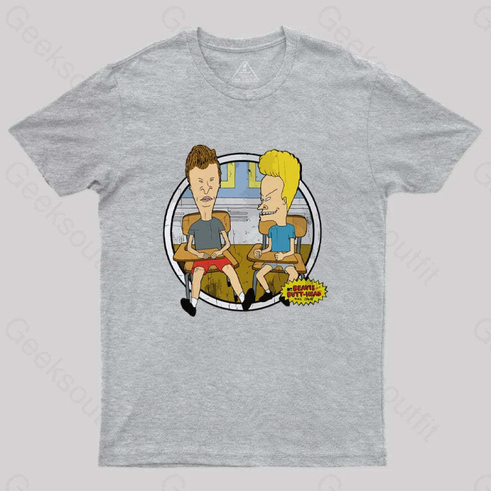 Beavis And Butt Head Classroom Portrait Nerd T-Shirt Grey / S