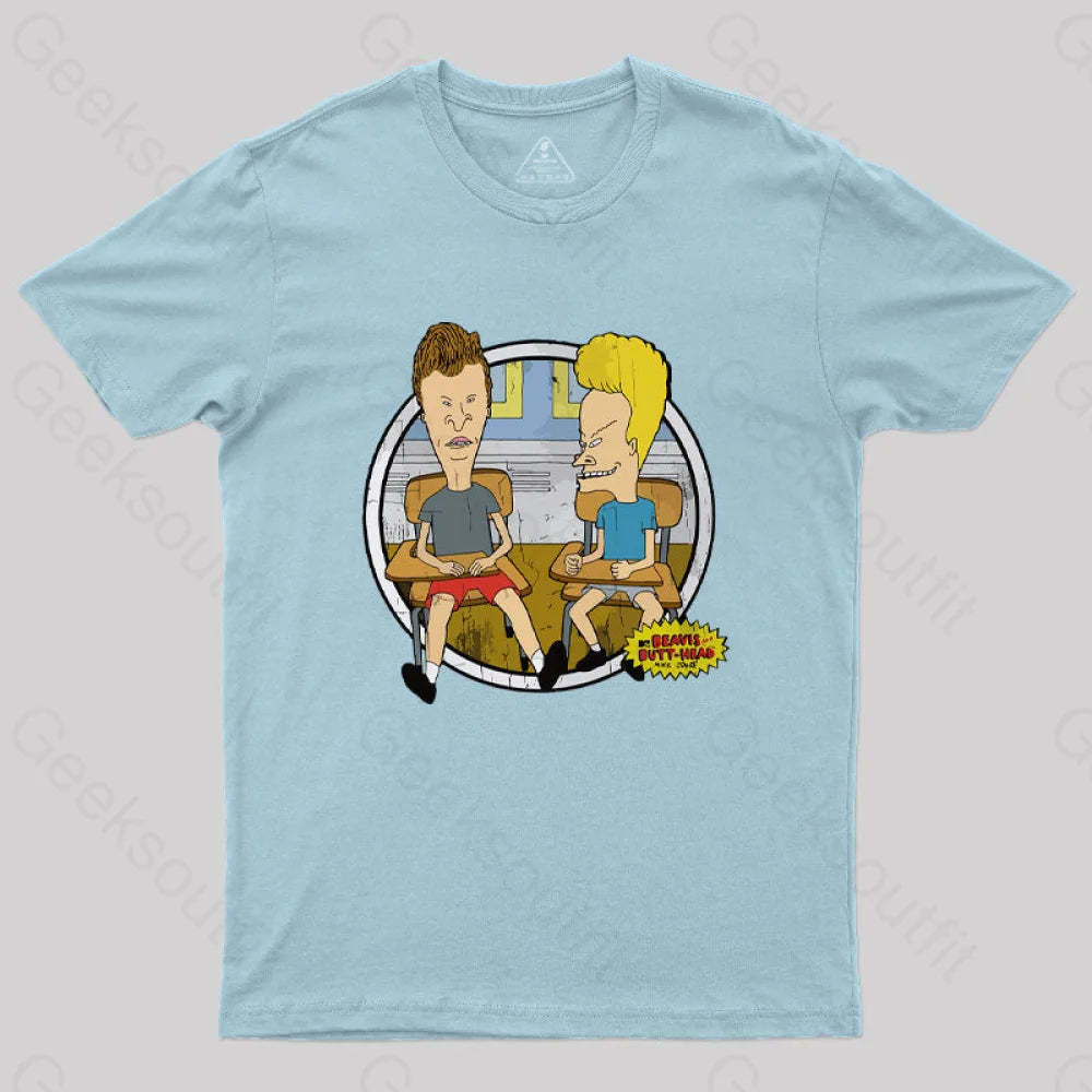 Beavis And Butt Head Classroom Portrait Nerd T-Shirt Light Blue / S