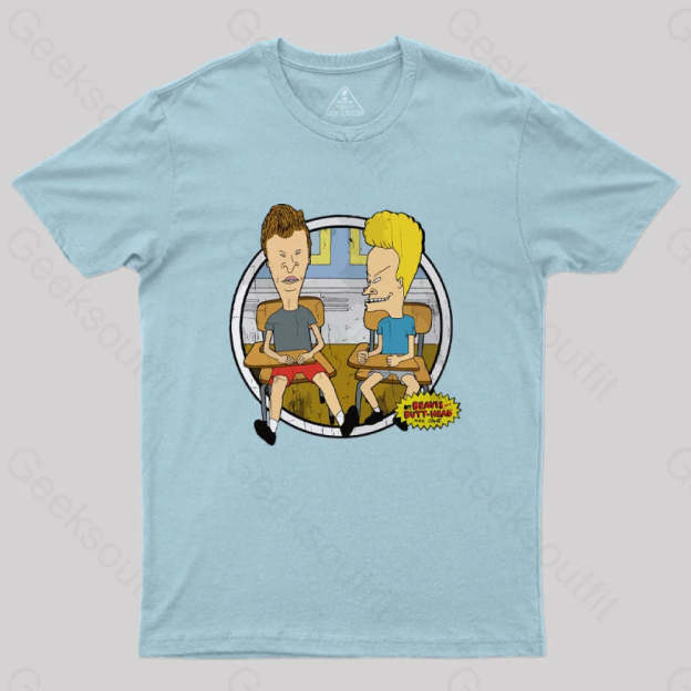 Beavis And Butt Head Classroom Portrait Nerd T-Shirt Light Blue / S