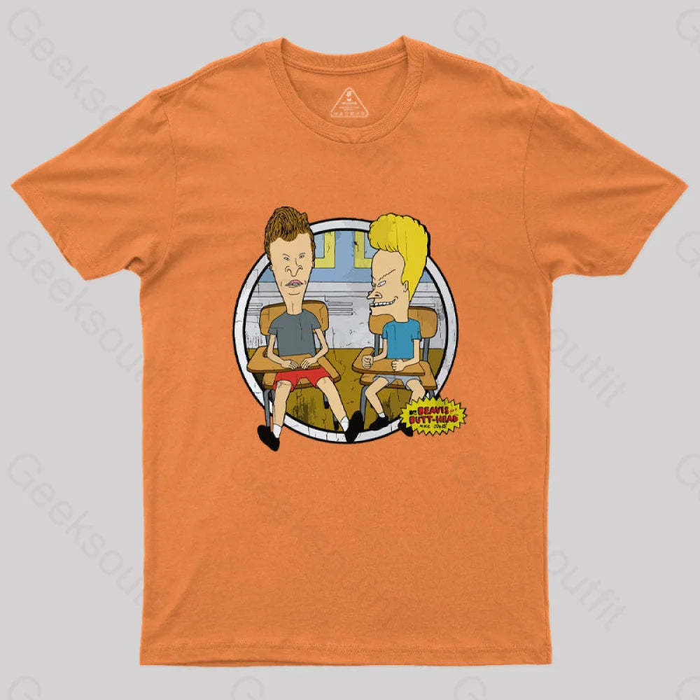 Beavis And Butt Head Classroom Portrait Nerd T-Shirt Orange / S