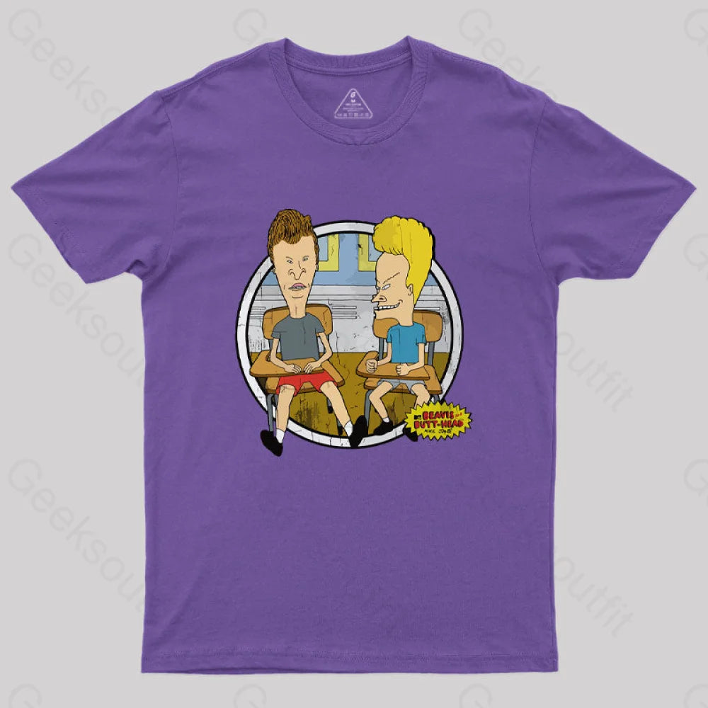 Beavis And Butt Head Classroom Portrait Nerd T-Shirt Purple / S
