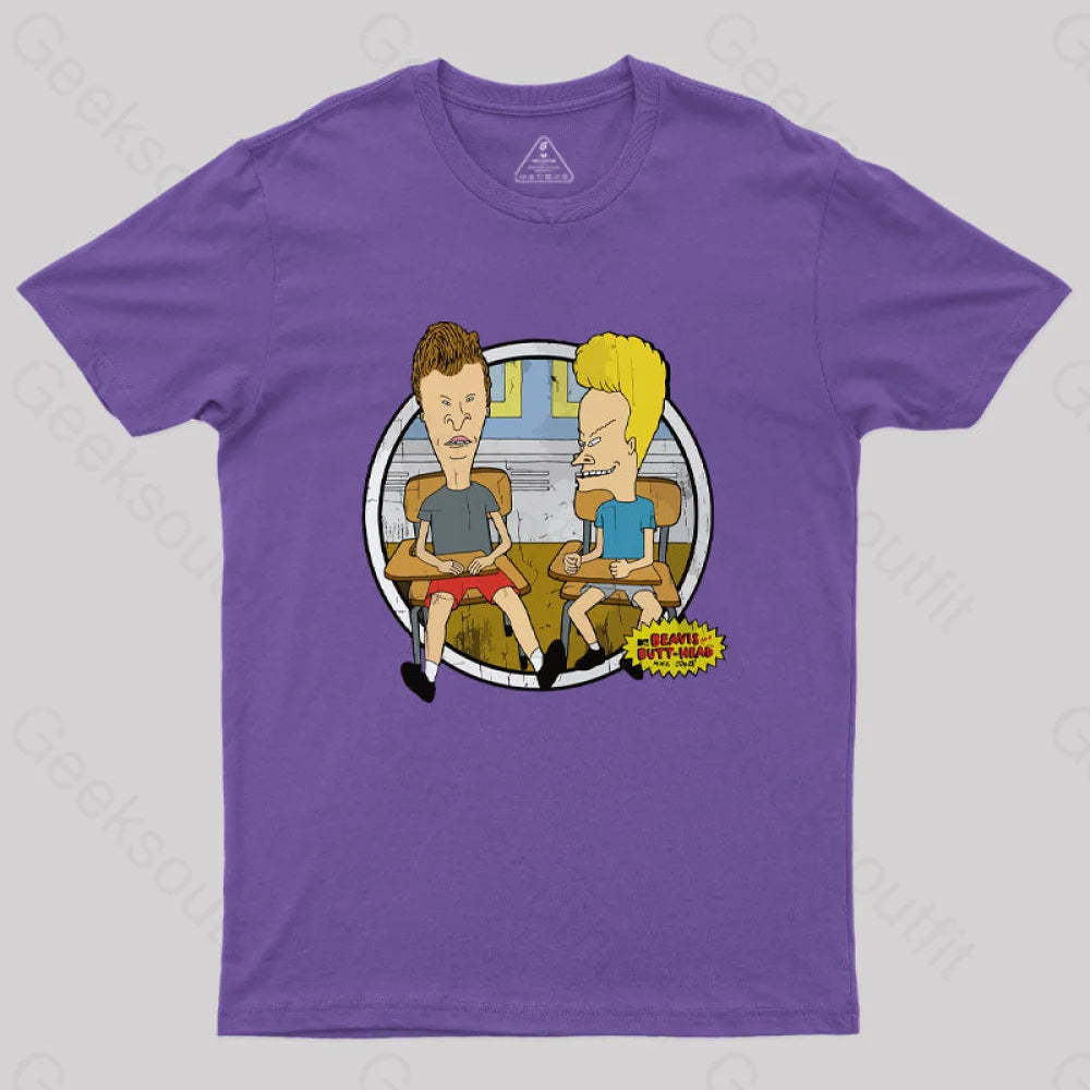 Beavis And Butt Head Classroom Portrait Nerd T-Shirt Purple / S
