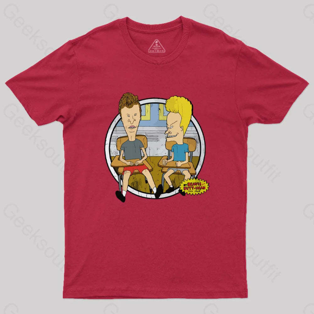 Beavis And Butt Head Classroom Portrait Nerd T-Shirt Red / S