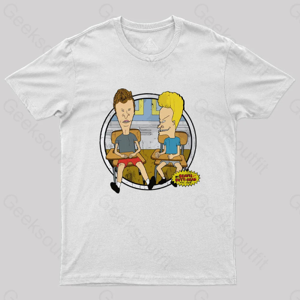 Beavis And Butt Head Classroom Portrait Nerd T-Shirt White / S