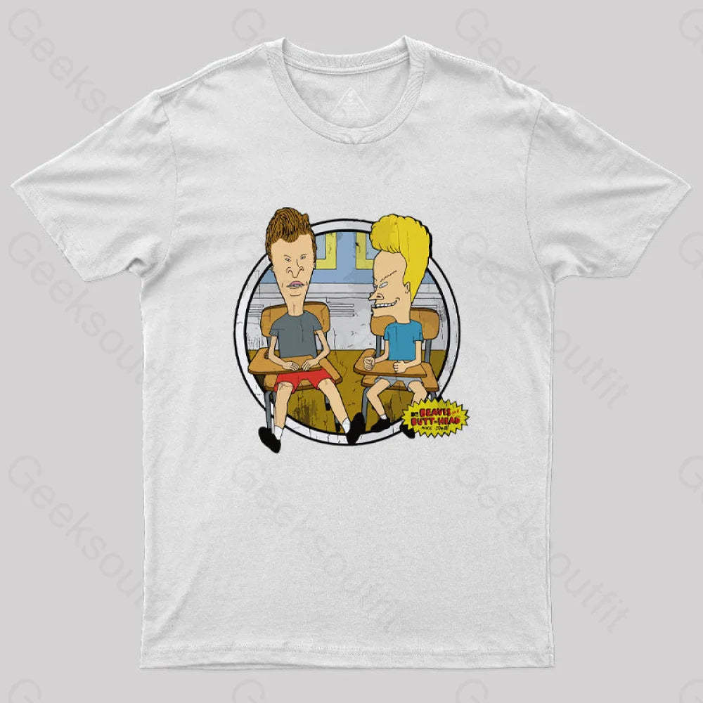 Beavis And Butt Head Classroom Portrait Nerd T-Shirt White / S