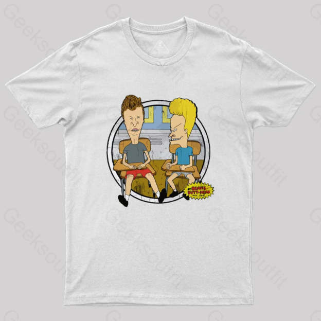 Beavis And Butt Head Classroom Portrait Nerd T-Shirt White / S