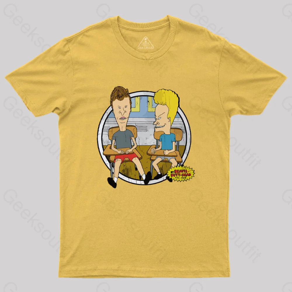 Beavis And Butt Head Classroom Portrait Nerd T-Shirt Yellow / S